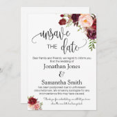 日付の変更結婚の変更の変更の元に戻す 招待状 (正面/裏面)