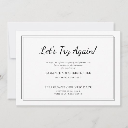 日付の変更結婚再び写真を試そう 案内状 (正面)