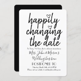 日付の変更結婚白黒 招待状