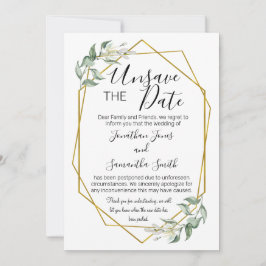 日付の変更結婚緑の金ゴールド 招待状