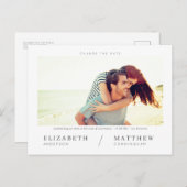 日付の変更：シシンプルックなカスタムの結婚写真 ポストカード (正面/裏面)