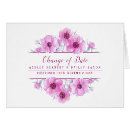 日付の変更anemoneピンク結婚の延期カード