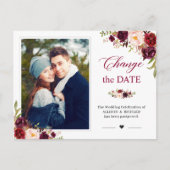 日付の変更Burgundy素朴赤面フローラ写真 ポストカード (正面)