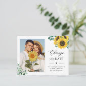 日付の変更Classy Sunflower Eucalyptus写真 ポストカード (スタンド正面)