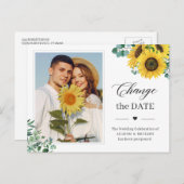 日付の変更Classy Sunflower Eucalyptus写真 ポストカード (正面/裏面)