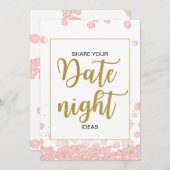 日付の夜のアイディア記号 |ピンクと金ゴールドのブライダル アドバイスカード (正面/裏面)