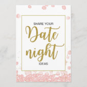 日付の夜のアイディア記号 |ピンクと金ゴールドのブライダル アドバイスカード (正面)