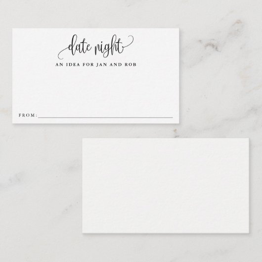 日付の夜のアイディア、ミニマリスト書道カード エンクロージャーカード (正面/裏面)
