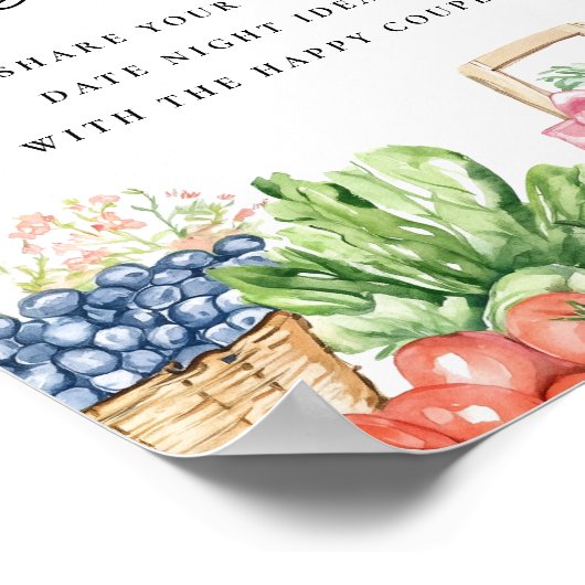 日付の夜の市場のブライダルシャワー標識 ポスター (角)