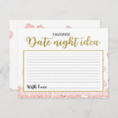 日付の夜アイディア | ピンクと金ゴールドのグリッターフローラ 招待状 (正面/裏面)