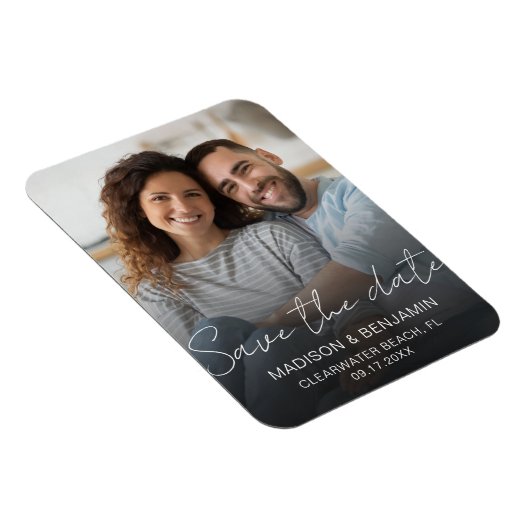 日付の婚約結婚写真の保存カスタム マグネット (右側)