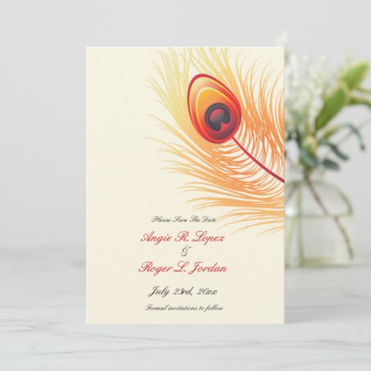 日付の孔雀の結婚式招待状を救って下さい セーブザデート (スタンド正面)