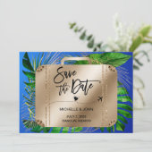 日付の宛先の結婚式の旅行スーツケースを保存 セーブザデート (スタンド正面)