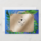 日付の宛先の結婚式の旅行スーツケースを保存 セーブザデート (裏面)