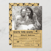 日付の宛先の荷物タグの写真カードを保存 セーブザデート (正面/裏面)