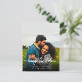 日付の延期されたス結婚クリプトのエレガント変更 ポストカード (スタンド正面)