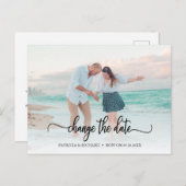 日付の延期された結婚シックなスクリプトの変更 ポストカード (正面/裏面)