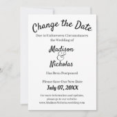 日付の延期された結婚ミニマリストの白を変更する セーブザデート (正面)