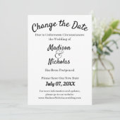 日付の延期された結婚ミニマリストの白を変更する セーブザデート (スタンド正面)