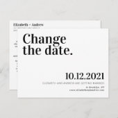 日付の延期を結婚変更するミニマル 案内ポストカード (正面/裏面)
