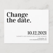 日付の延期を結婚変更するミニマル 案内ポストカード (正面)