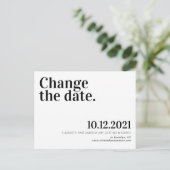 日付の延期を結婚変更するミニマル 案内ポストカード (スタンド正面)
