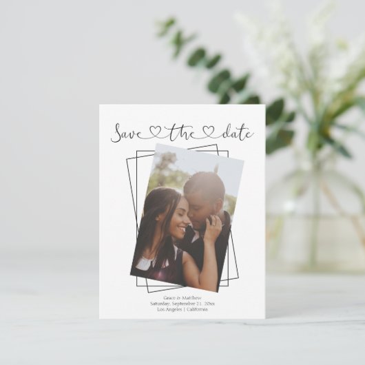 日付の愛のタイポグラフィ写真の結婚カードを保存 シーズンカード (スタンド正面)