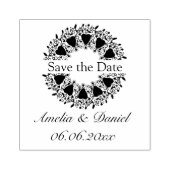 日付の愛のハートリース ラバースタンプ (インプリント)