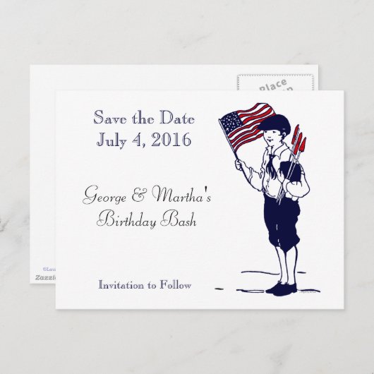 日付の愛国旗花火はがきを保存 案内ポストカード (正面/裏面)