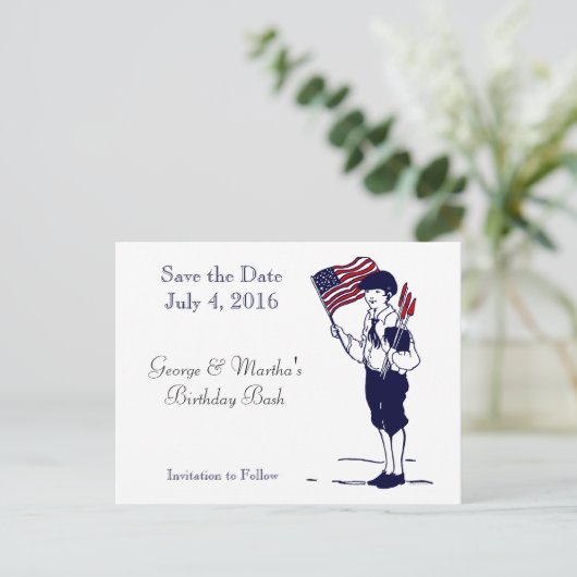 日付の愛国旗花火はがきを保存 案内ポストカード (スタンド正面)