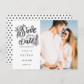 日付の手書きかわいらしの写真を保モダン存 案内ポストカード (正面/裏面)