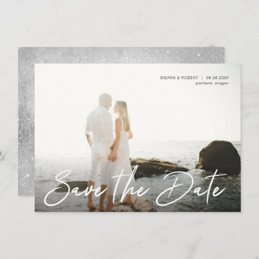 日付の手書きのペンの原稿の発表を救って下さい 招待状 (正面/裏面)