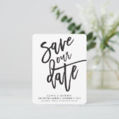 日付の手書きスクリプト白黒の保存 招待状 (スタンド正面)