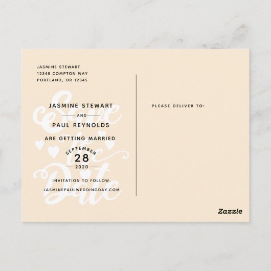 日付の手書きス結婚クリプトの写真を保存 ポストカード (裏面)