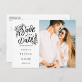 日付の手書きモダンの写真を保存 ポストカード (正面/裏面)