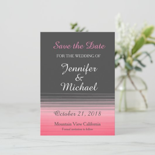 日付の手書き結婚のグレーピンクを保存 セーブザデート (スタンド正面)