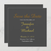 日付の手書き結婚の灰色の金ゴールドを保存 セーブザデート (正面/裏面)