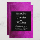 日付の手書き結婚の黒いピンク色を保存 セーブザデート (正面/裏面)