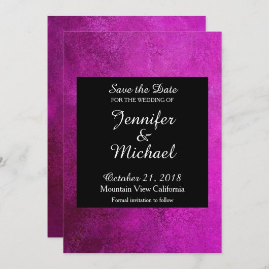 日付の手書き結婚の黒いピンク色を保存 セーブザデート (正面/裏面)