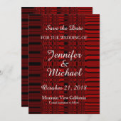 日付の手書き結婚を赤で保存すモダンる セーブザデート (正面/裏面)