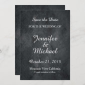 日付の手書き結婚グレーを保存クラシカルする セーブザデート (正面/裏面)