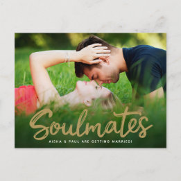 日付の手書き結婚スクリプトフォトカードの保存 ポストカード