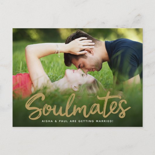 日付の手書き結婚スクリプトフォトカードの保存 ポストカード (正面)