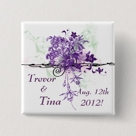 日付の抽象芸術の花花束の正方形Pinを救って下さい 缶バッジ