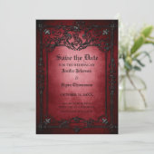 日付の招待を保存するゴシックのハロウィーンの結婚式 案内状 (スタンド正面)