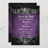 日付の招待を保存するゴシックのハロウィーンの結婚式 案内状 (正面/裏面)