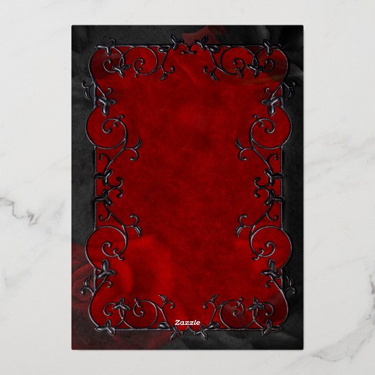 日付の招待を保存するゴシックのハロウィーンの結婚式 箔招待状 (裏面)