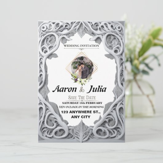 日付の招待カードを保存するヴィンテージ結婚式 招待状 (スタンド正面)