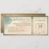 日付の搭乗のパスヴィンテージのチケットを救って下さい セーブザデート (正面/裏面)