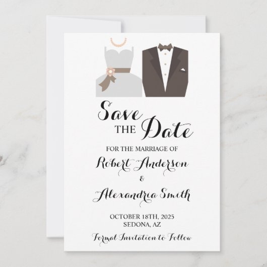 日付の新婦結婚と新郎を保存 招待状 (正面)